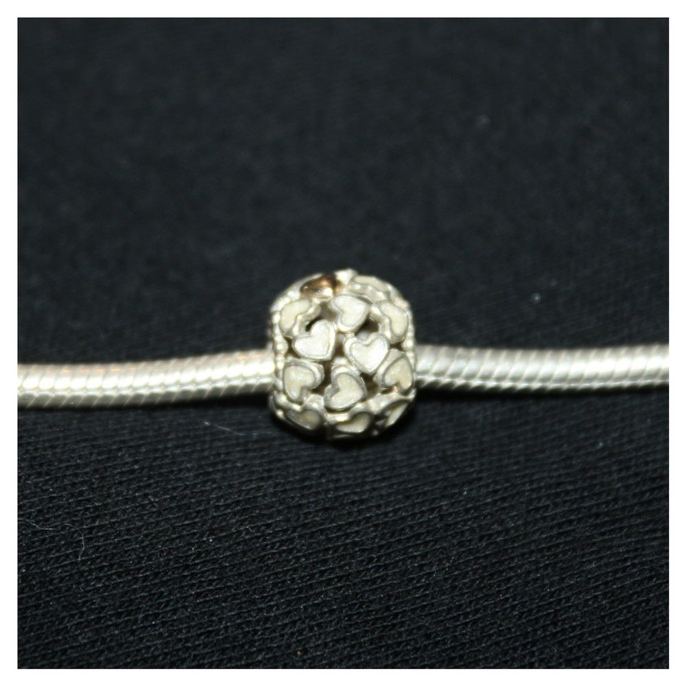 Pandora Openwork Hearts Charm‎ Womens Silver 925 Sterling Filigree Bead